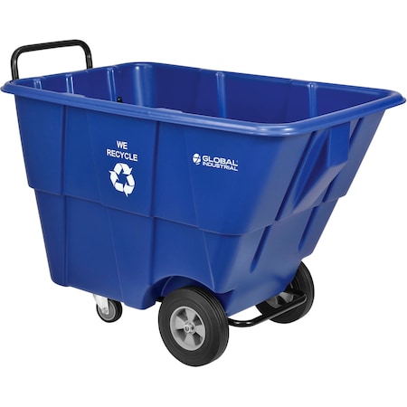 Global Industrial Standard Duty Plastic Recycling Tilt Truck, 1/2 Cu. Yd. Cap, 850 Lbs. Cap, Blue 984614